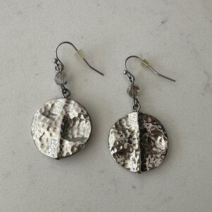 Hammered Silver-Tone Disc Drop Earrings - Women's Jewelry